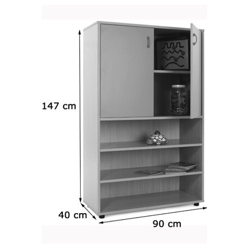 Mueble medio estantería y armario 2